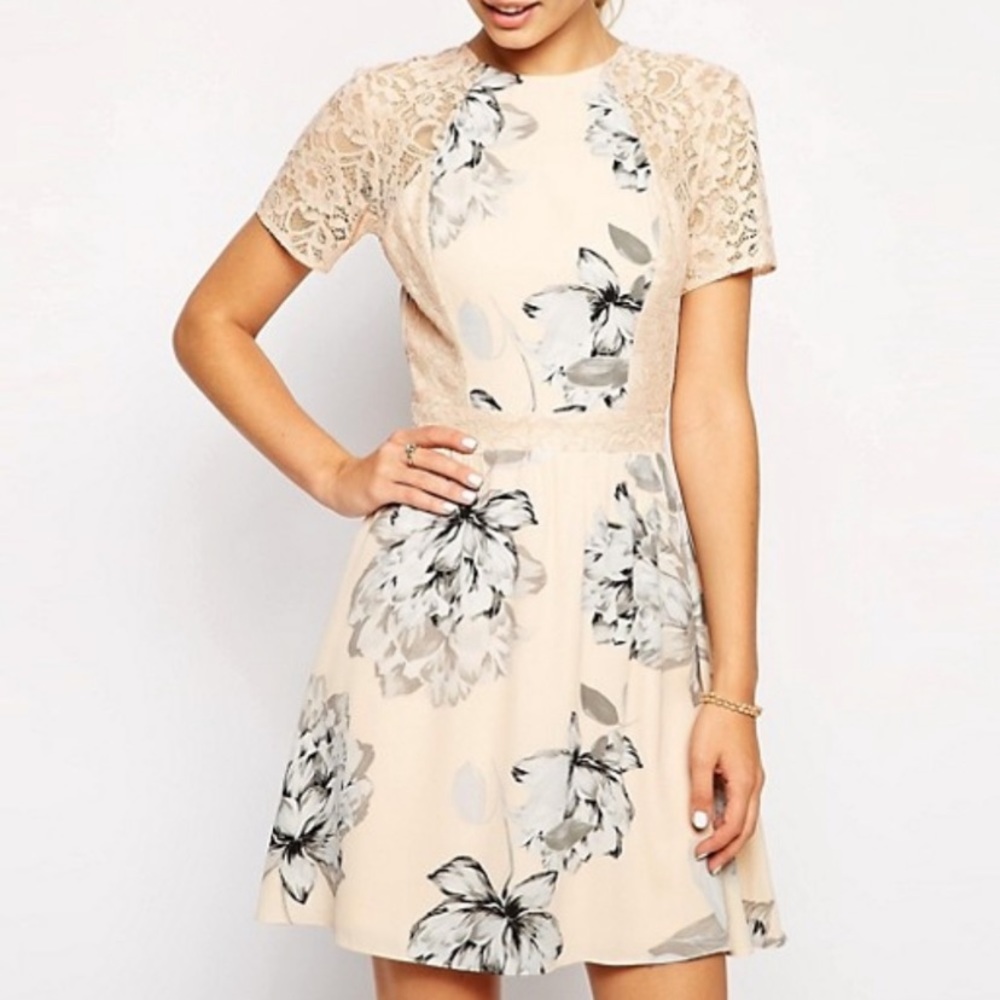ASOS Nude Floral Lace Dress